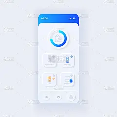 物联网应用智能手机接口矢量模板。手机应用页面灯光设计布局。智能家居的屏幕。应用程序的平面UI。手机显
