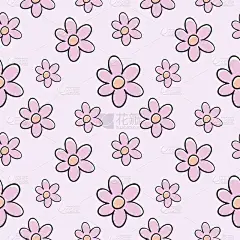 无缝图案与粉红色花朵在涂鸦风格。无尽的背景缝制衣服，印刷在织物和包装纸上。为女孩的笔记本做封面。