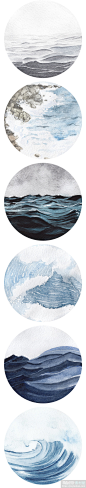 0287圆形水墨水彩绘画山水森林海洋意境风景画册封面PNG设计素材-淘宝网