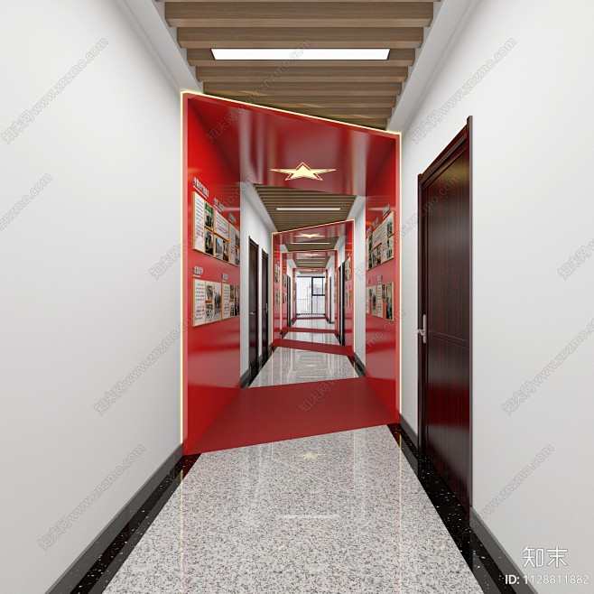 现代党建走廊3D模型下载【ID:1128811882】_知末3d模型网