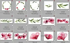 水彩水墨中国风粉色玫瑰花花瓣贺卡名片图案PNG设计素材png367-淘宝网