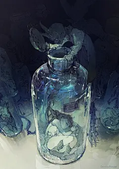 #SAI资源库#日本动漫 画师  ポ～ン ，无论是构图还是画面感，都很吸引人。值得参考借鉴，转需~ #壁纸##插画#