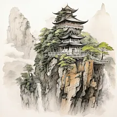 山水风景古风建筑素材图片