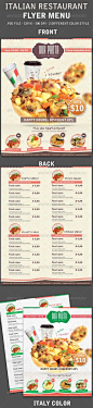 Italy Restaurant Menu Flyer - Food Menus Print Templates