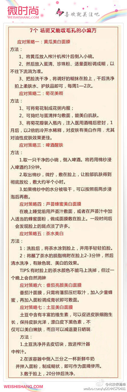 【7个小偏方，祛斑又能收毛孔】想要变美丽...