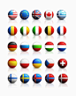 立体圆形的世界各国的国旗图标psd下载 #Web# #素材# #网页#