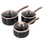 Tower T800001RB Linear Saucepan Set with Ceramic Non-Stick Inner Coating and Glass Lid, Aluminium, Black/Rose Gold, 3-Piece: Amazon.co.uk: Kitchen & Home