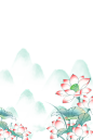 中国风典雅花卉景观荷花海报背景装饰边框