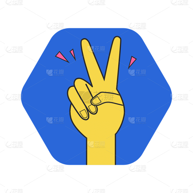 卡通风多彩装饰贴纸-svg-剪刀手