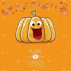 funny cartoon cute orange smiling pumkin