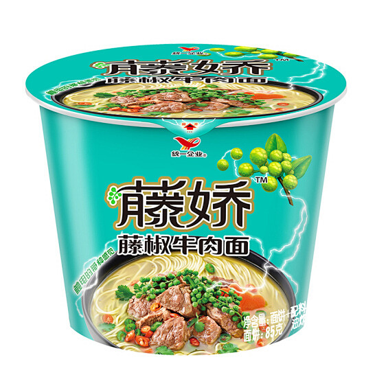 统一来一桶藤椒牛肉面单桶统一藤娇藤椒牛肉面105克方便面桶面行情