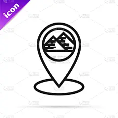 埃及,黑色,指示棒,金字塔形,计算机图标,线条,国内著名景点,直的,开罗