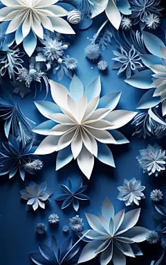 3d立体雪花背景蓝色背景素材图片