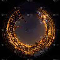 鱼眼镜头,现代,圆形,城市天际线,工厂,全景,接力赛,球,天空,未来