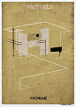 高度抽象后的建筑线条 ARCHILINE by Federico Babina  - 灵感日报 : 这次新出的ARCHILINE 系列是将18位建筑大师的代表作抽象成点、线、面，只保留作品最具代表性的特征。仿佛剥去了外壳，只剩下灵魂的重量。有些如狂草书法，有些像平面构成……