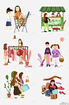 双十一电商购物插画合集搜索促销囤货闺蜜购物卡通手绘 闺蜜 元素 免抠png 设计图片 免费下载 页面网页 平面电商 创意素材
