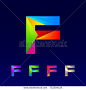 Letter F logotype design set made of 3d, Origami, Geometric and Polygon with Glossy colorful and gradient, Rainbow Vibrant Colors for your Corporate identity vector design template