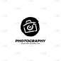photography logo with camera icon symbol outline