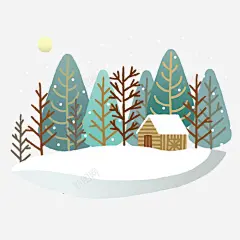 冬季房屋边上的树木 免抠png 设计图片 免费下载 页面网页 平面电商 创意素材