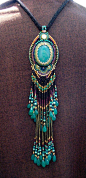 Beautiful Peacock pendant long fringe Necklace by ARTSTUDIO51 Gorgeuos!!!!: 