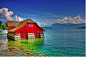 【瑞士Wesemlin】湖边的红房子。
