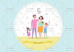 62号可爱手绘幼儿园小朋友儿童插画家长全家快乐家庭父亲节AI矢量