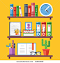 bookshelves with different...