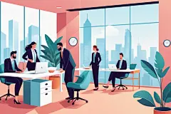 工作氛围扁平风商务办公场景插画