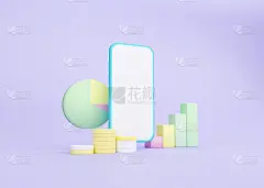 3D移动投资技术股票交易，数据分析，网络分析，SEO营销概念。3 d渲染插图。