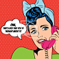 woman chatting on the phone, pop art illustration #接电话#