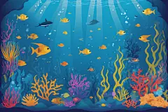 小鱼海洋插画图片