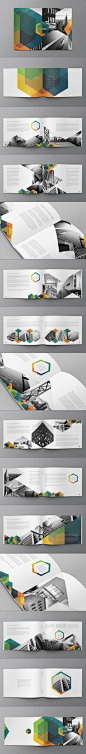Geometric #brochure or #booklet design template. I love the repeating hexagon.@北坤人素材