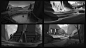 Journey to the Sundered Lands - Thumbnails, David Fortin : These are quick compositions I have done for a personal project: Journey to the Sundered Lands. The objective was to sketch interesting locations to flesh out the Sundered Lands. Each sketch took 