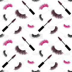 睫毛和睫毛膏与闪光无缝矢量模式