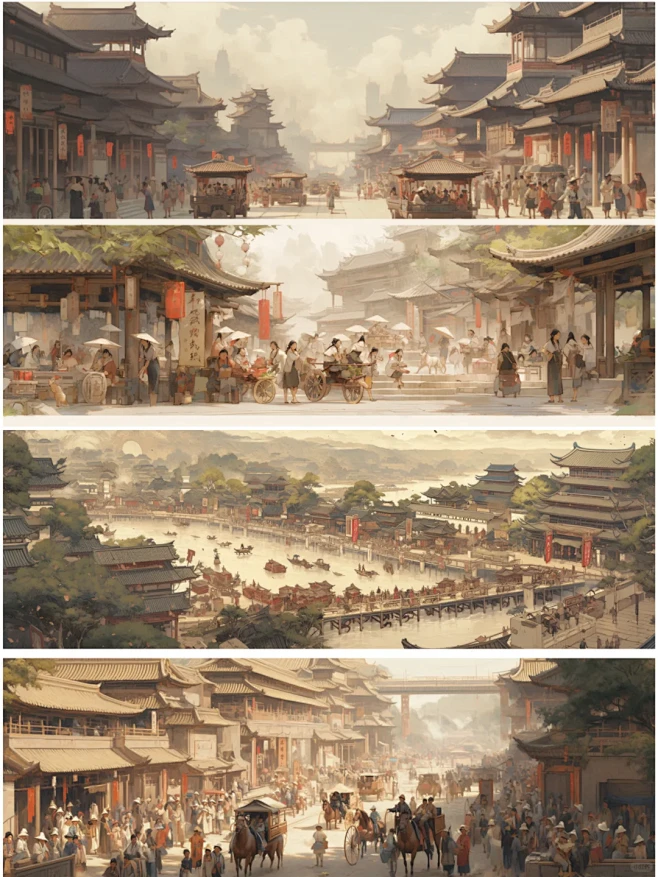 古代闹市2市集丨midjourney场景...