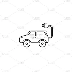 电动汽车线图标。平面设计。矢量图