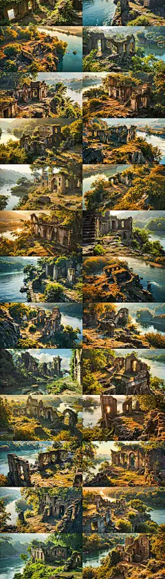 AI废墟遗址场景图设定图 影视游戏场景概念参考素材 背景插画设计-淘宝网