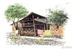 老房子水彩画图片