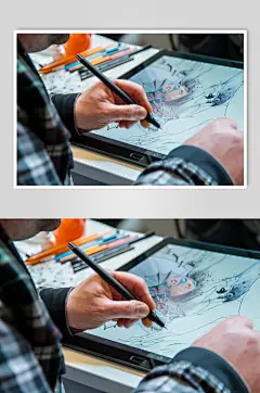 AI数字艺术使用ipad画画板绘插画师摄影图