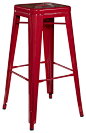 Linon Square Metal Bar Stool in Red (Set of 2) transitional-bar-stools-and-counter-stools