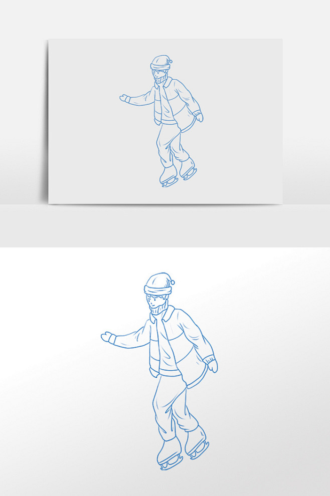 线描冬奥会体育运动滑雪