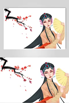国潮京剧人物插画素材