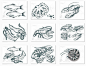 简洁手绘龙虾螃蟹海鲜海洋生物元素卡片模板 矢量设计素材 G1312-淘宝网