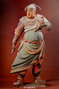 关羽立姿像，明代，泥塑彩绘。高1.68米，寛0.82米，北京故宫博物院藏。
