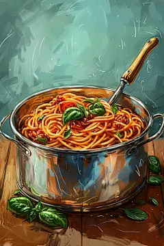 番茄炒意大利面制作插图插画