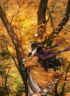 静听树叶摇晃的声音，那是风的故事吗.来自韩国插画家Aeppol 的「森林女孩日记」系列插画。 -大作