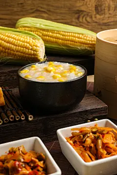 香甜玉米粥养生粥早餐主食美食摄影图