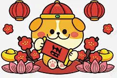 瑞狗旺旺卡通手绘矢量图高清素材 元素 免费下载 页面网页 平面电商 创意素材 png素材