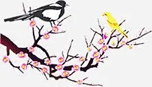 手绘合成桃花树喜鹊高清素材 免抠 设计图片 页面网页 平面电商 创意素材 png素材