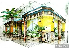 四海一家大型餐厅手绘方案欣赏(二) #采集大赛#